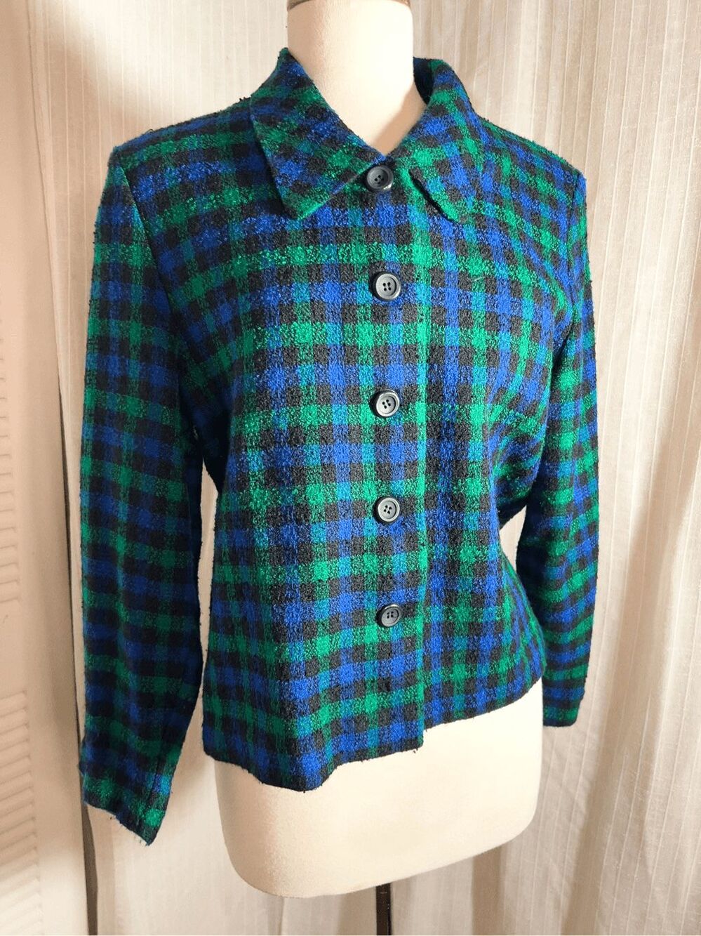 M.H.M. Melissa Harper Blazer Size 12 Vintage 80's Dark Academia Plaid Jacket